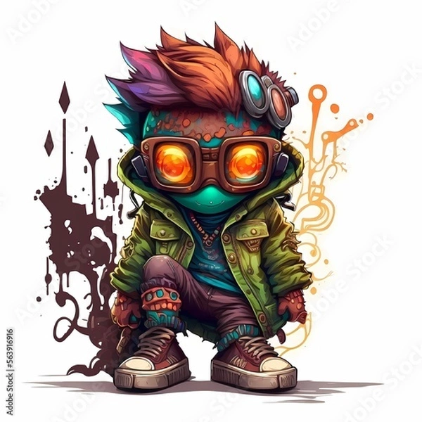 Fototapeta Cartoon Monster Character with Modern Style Steampunk