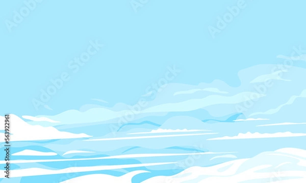 Fototapeta Blue sky with clouds background illustration, light blue sky with large wavy clouds, summer sky in sunny day in side view around the clouds with place for text