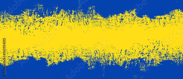 Fototapeta Yellow brush stroke background. Yellow ink splash on backdrop. Brush background for wallpaper, paint splatter template, dirt banner, watercolor design, dirty texture. Trendy brush background, vector