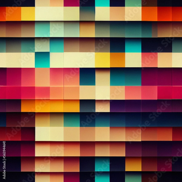 Fototapeta Pixelated Blocks Seamless Pattern - Generative Ai