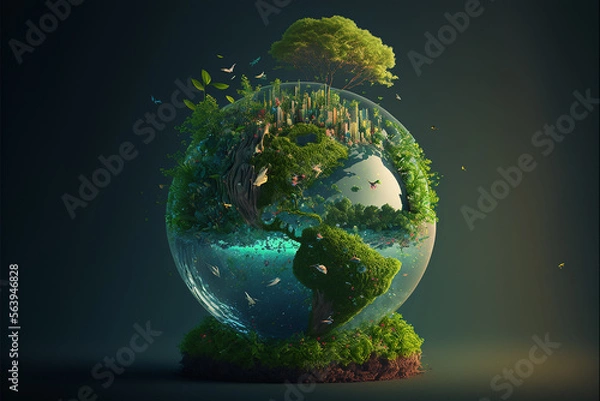 Obraz Eco environment illustration concept. Generative AI