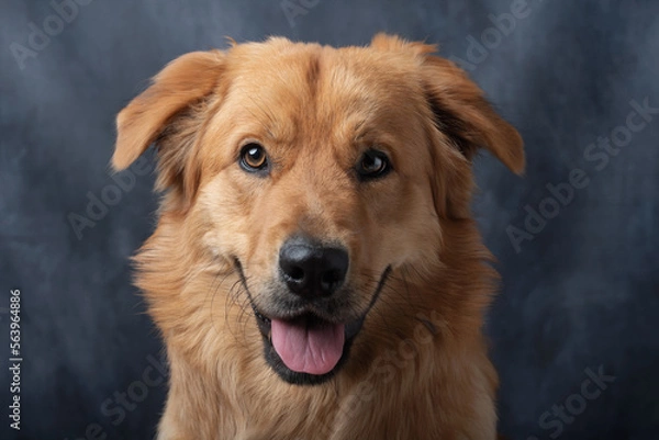Obraz Furry friend headshot. Golden retriever crossbreed.
