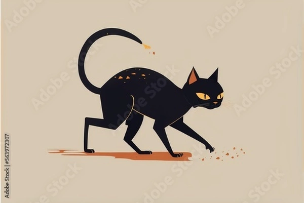 Fototapeta black cat flat illustration created with Generative AI technology	