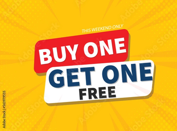 Obraz Buy 1 Get 1 Free banner template modern design. Vector Illustrator