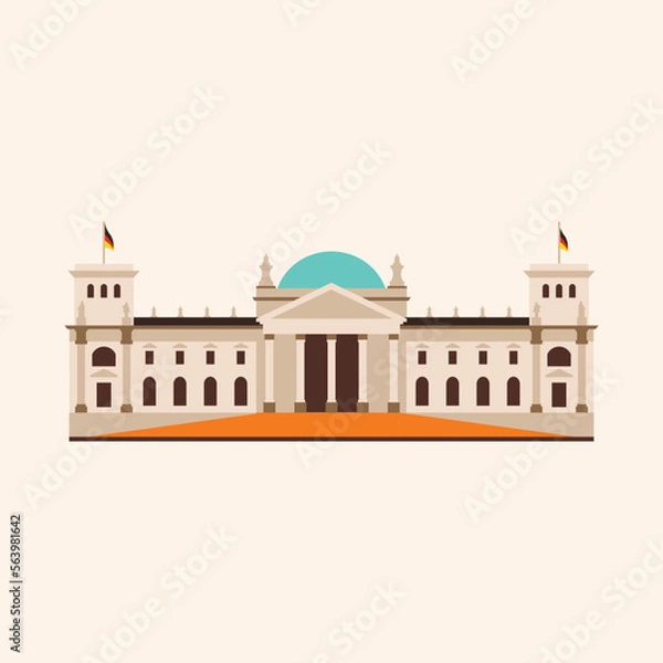 Fototapeta Reichstag building in Berlin. Flat illustration.