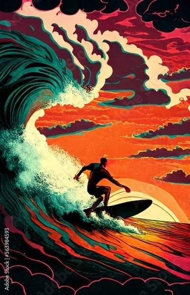 Obraz surfing on the waves