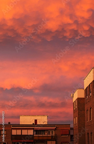 Obraz A pink and reddish sunset with clouds