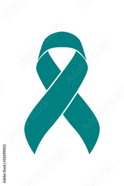 Fototapeta Vector graphic of ovarian cancer ribbon on white background. teal color awareness ribbon for ovarian cancer support symbol. vector eps10.