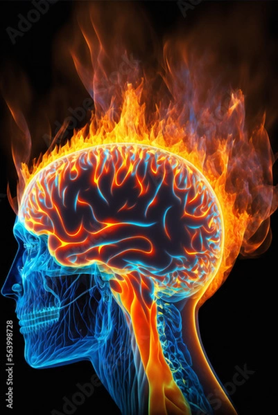Fototapeta Illustrated Human Brain Generative AI illustrations