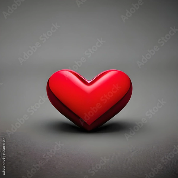 Fototapeta Valentines Day red love heart made with generative AI