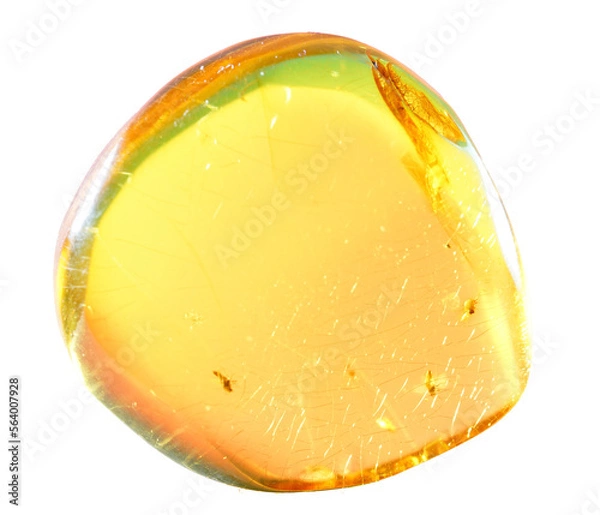 Fototapeta closeup of a piece of amber on a transparent background and reflection