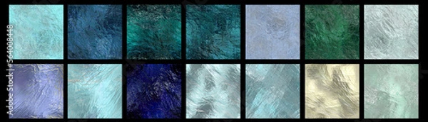 Fototapeta Set of seamless glass ice texture - tiled icy crystal surface background
