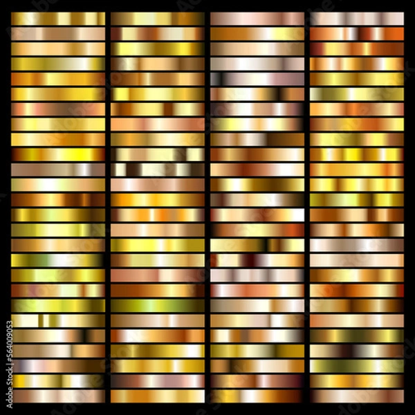 Fototapeta Set of Vector Metallic Gradients - vector palette of golden, brass and bronze tints