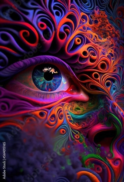 Fototapeta Vibrant Macro Eye in Colorful Detail.. Generative ai
