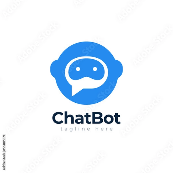 Obraz Chat bot logo template. Chat robot logo design. Support bot logo. Vector illustration