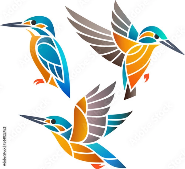 Fototapeta Stylized Kingfishers