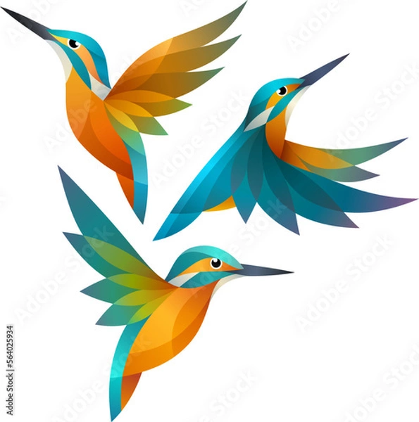 Fototapeta Stylized Kingfishers