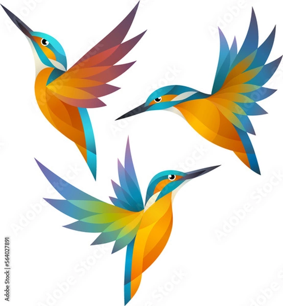 Fototapeta Stylized Kingfishers