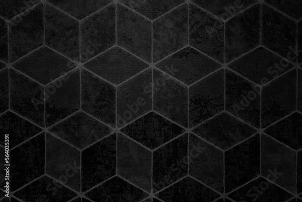 Fototapeta Designed dark stucco background. Plastered wall texture. Black cube texture.