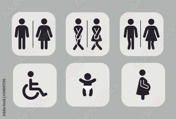 Obraz sanitary signage icons, restroom area vector indicators