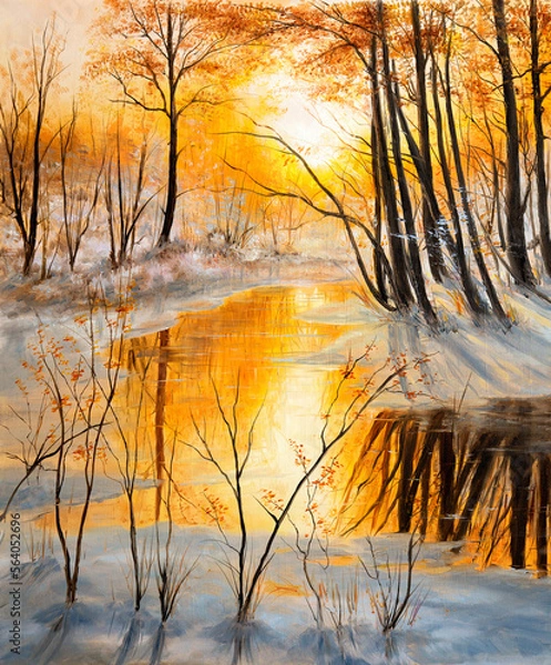 Obraz Autumn sunset and river