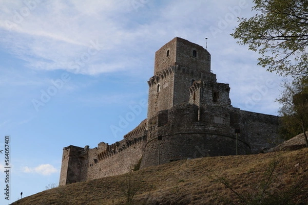 Obraz Rocca Maggiore fortress ruins in Assisi, Umbria Italy