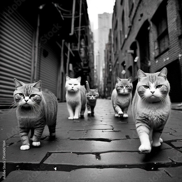 Obraz A bunch of angry cats - generative ai