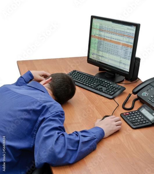 Obraz Man asleep at the computer