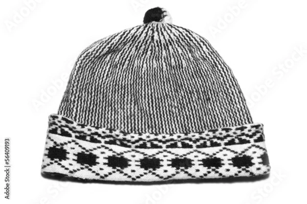 Obraz Black and white winter cap isolated on white