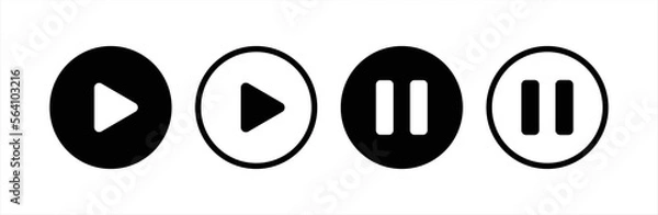 Fototapeta Media player icon. Music player icon. Media player icon PNG. Play and pause buttons sign. Play and pause buttons symbol. Vector illustration.