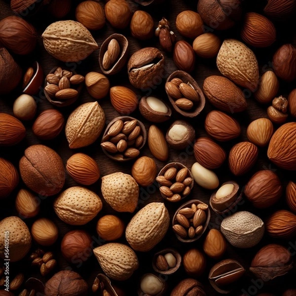 Fototapeta Nuts Textured Background (generative AI)