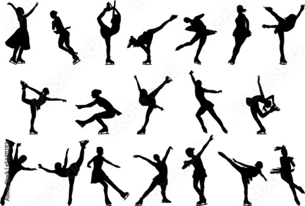 Obraz Kolekcja sylwetka na łyżwach - wektor