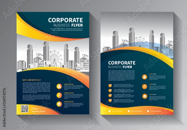 Fototapeta Business abstract vector template. Brochure design, cover modern layout, annual report, poster, flyer in A4 with colorful triangles, geometric shapes for tech, science, market with light background