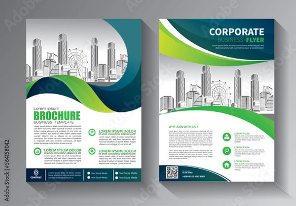 Fototapeta Business abstract vector template. Brochure design, cover modern layout, annual report, poster, flyer in A4 with colorful triangles, geometric shapes for tech, science, market with light background