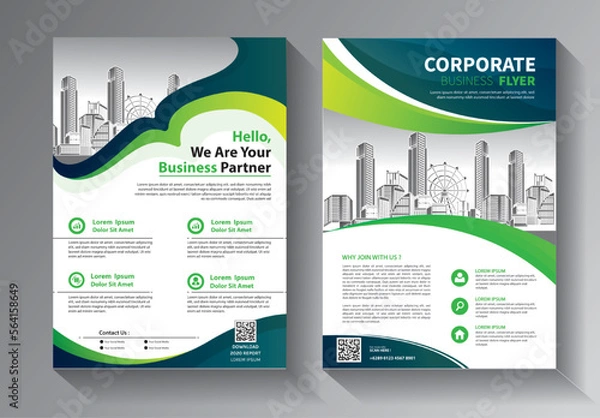 Fototapeta Business abstract vector template. Brochure design, cover modern layout, annual report, poster, flyer in A4 with colorful triangles, geometric shapes for tech, science, market with light background
