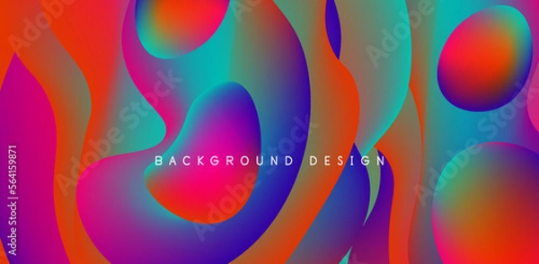 Fototapeta Abstract background fluid bubbles and wave elements. Template for covers, templates, flyers, placards, brochures, banners