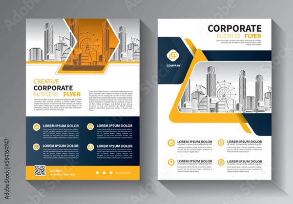 Fototapeta Business abstract vector template. Brochure design, cover modern layout, annual report, poster, flyer in A4 with colorful triangles, geometric shapes for tech, science, market with light background
