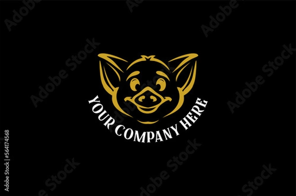 Obraz Vintage Pork Head logo design vector