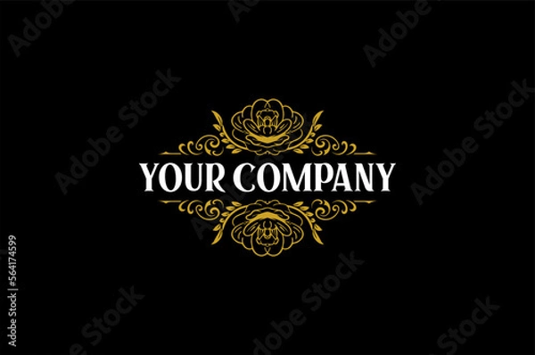 Obraz Vintage Rose Logo Vector Gold