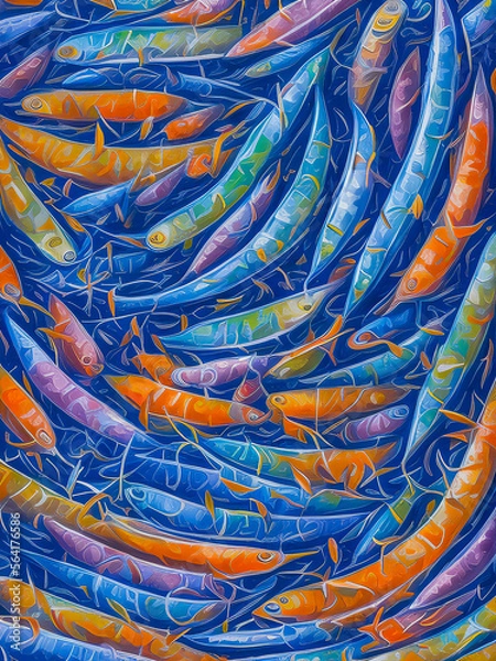 Fototapeta Abstract interpretation of a predatory fish underwater. Generative AI