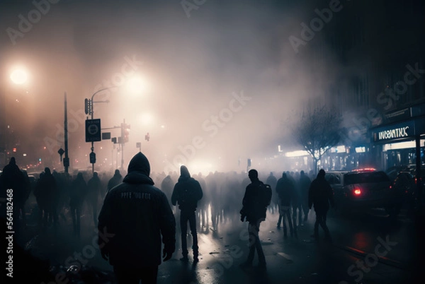 Obraz Riot on the street with smoke around