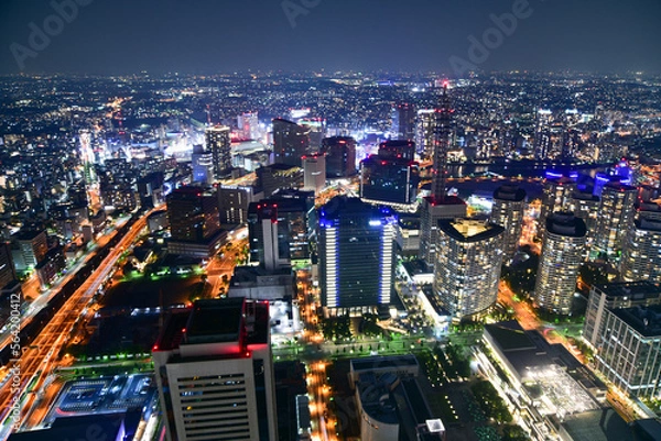 Fototapeta ランドマークタワーから眺める横浜の美しい夜景