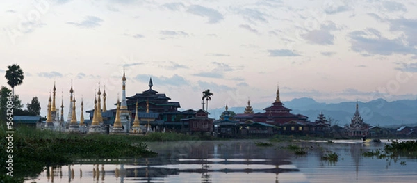 Fototapeta Ancient pagoda and monastery on Inle lake, Myanmar