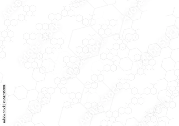 Fototapeta Structure molecule science background. Abstract scientific hexagon network. White concept design vector.