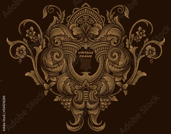 Obraz Isolated frames in baroque antique style. engraving ornament frames.
