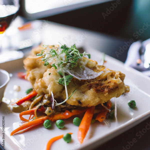 Obraz Chef's dish in little local restaurant made with generative AI