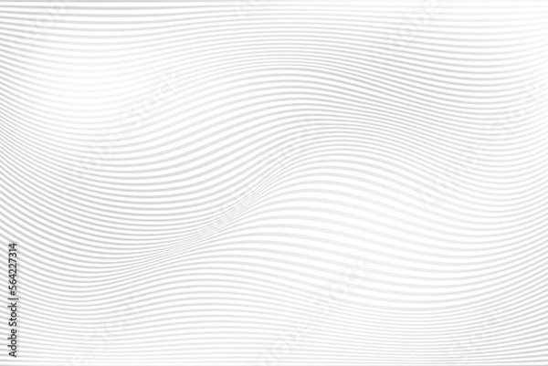 Fototapeta Abstract  white and gray color, modern design stripes background with geometric round shape, wave pattern. Vector illustration.