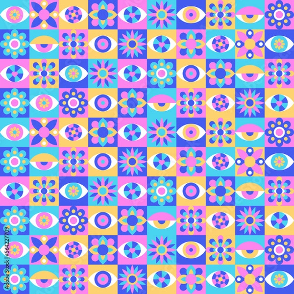 Fototapeta Pattern background with psychedelic style. Vector assets for wallpaper digital and print