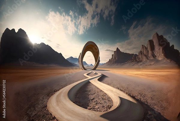 Fototapeta Road to the unknown concept art with generative ai