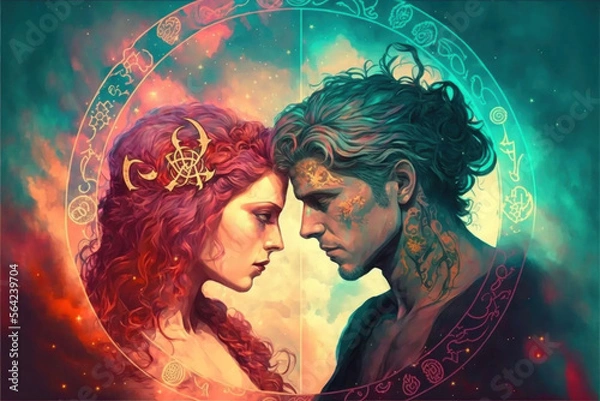 Fototapeta Young transgender and man in love, Generative AI